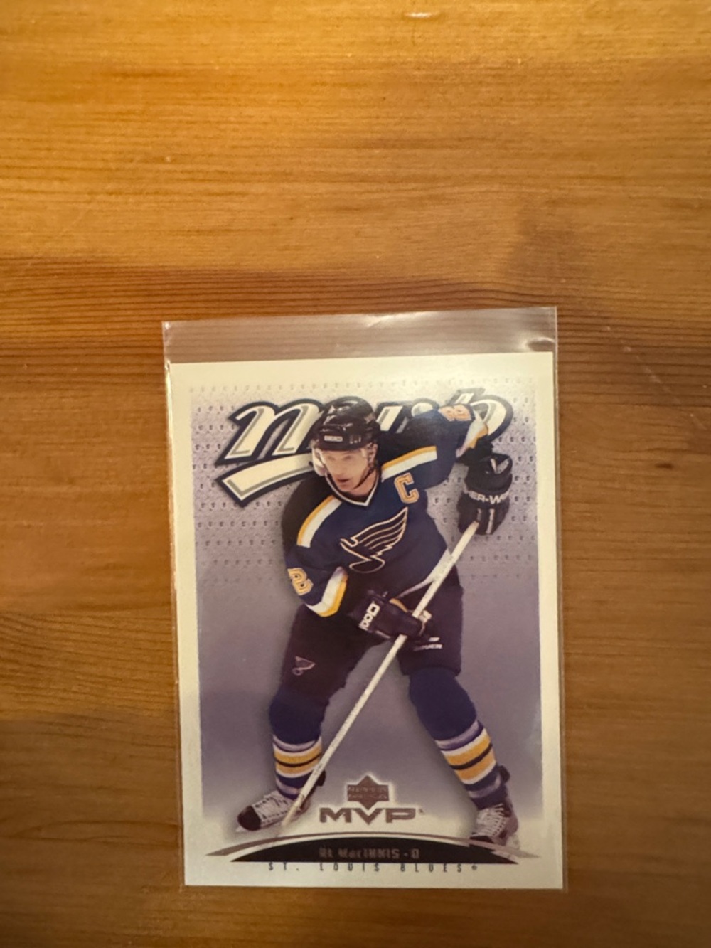 MVP Hockey Card Featuring Blues Captain in Navy and Yellow